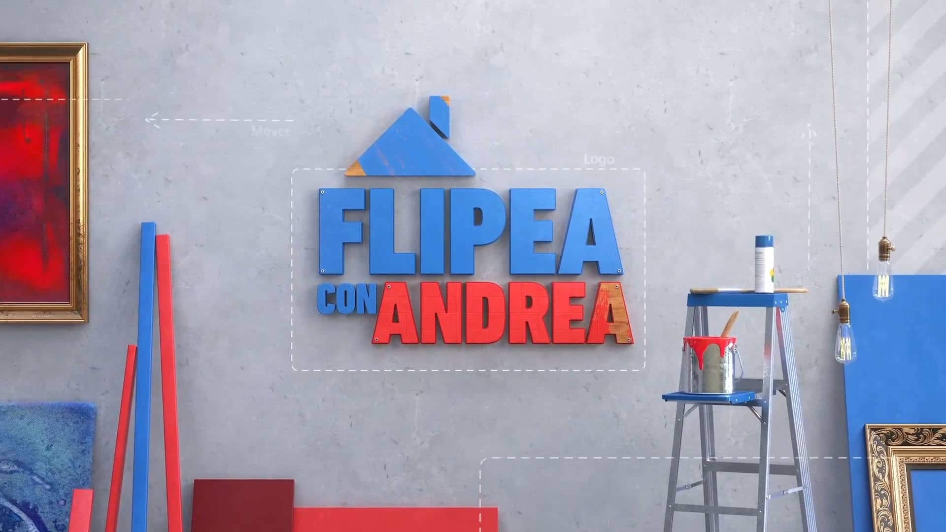 Flipea con Andrea intro | a room with various decor elements: wood panels, light bubbles, paint, folding ladder, paintings